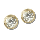 113088, TEXTURED BEZEL CRYSTAL STUD EARRINGS