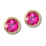 113088, TEXTURED BEZEL CRYSTAL STUD EARRINGS
