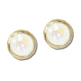 113088, TEXTURED BEZEL CRYSTAL STUD EARRINGS