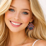 113089, GAMEDAY GLITTER PAW PRINT DANGLE EARRINGS