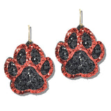 113089, GAMEDAY GLITTER PAW PRINT DANGLE EARRINGS