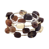 113096, RESIN MARBLED NUGGET BEADED MULTI LAYERED STRETCH BRACELET