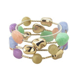 113096, RESIN MARBLED NUGGET BEADED MULTI LAYERED STRETCH BRACELET