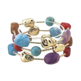 113096, RESIN MARBLED NUGGET BEADED MULTI LAYERED STRETCH BRACELET