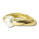 113101, CHUNKY METALLIC SINGLE PEARL HINGED BANGLE BRACELET