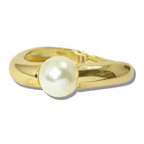 113101, CHUNKY METALLIC SINGLE PEARL HINGED BANGLE BRACELET