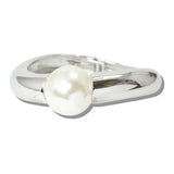 113101, CHUNKY METALLIC SINGLE PEARL HINGED BANGLE BRACELET