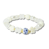 113102, PORCELAIN FLORAL CERAMIC BEAD STRETCH BRACELET