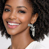113121, WESTERN ENGRAVED PISTOL EARRINGS