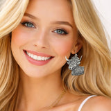 113124, WESTERN FLORAL COW EARRINGS