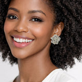113128, WESTERN CRYSTAL PAVE DESERT ROSE STUD EARRINGS