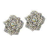 113128, WESTERN CRYSTAL PAVE DESERT ROSE STUD EARRINGS