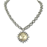 113132, WESTERN LONGHORN STEER HEAD COIN NECKLACE