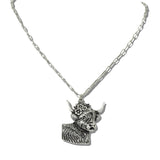 113133, WESTERN FLOWER COW PAPERCLIP CHAIN NECKLACE