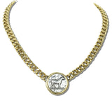 113136, WESTERN HORSE COIN CHAIN NECKLACE