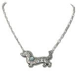 113139, WESTERN FLORAL DACHSHUND PAPERCLIP CHAIN NECKLACE