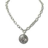 113141, WESTERN ENGRAVED HORSE COIN CHAIN NECKLACE