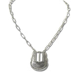 113142, WESTERN BELT BUCKLE PAPERCLIP CHAIN NECKLACE