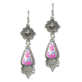 113150, WESTERN GEOMETRIC TURQUOISE STONE DROP EARRINGS