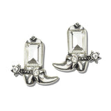 113152, WESTERN CRYSTAL COWBOY BOOT SPUR STUD EARRINGS