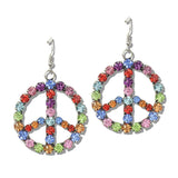 113154, WESTERN MULTI CRYSTAL PEACE SIGN DROP EARRINGS