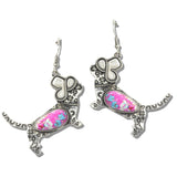 113155, WESTERN DACHSHUND TURQUOISE STONE DANGLE EARRINGS