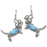 113155, WESTERN DACHSHUND TURQUOISE STONE DANGLE EARRINGS