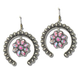 113157, WESTERN TURQUOISE STONE SQUASH BLOSSOM EARRINGS