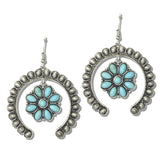 113157, WESTERN TURQUOISE STONE SQUASH BLOSSOM EARRINGS