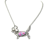 113163, WESTERN DACHSHUND TURQUOISE STONE NECKLACE