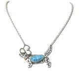 113163, WESTERN DACHSHUND TURQUOISE STONE NECKLACE