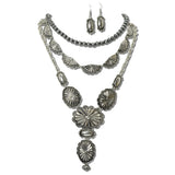 113169, WESTERN CONCHO TRIPLE LAYERED STATEMENT NECKLACE