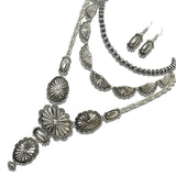 113169, WESTERN CONCHO TRIPLE LAYERED STATEMENT NECKLACE