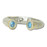 113171, 14K GOLD PLATED OVAL CZ HINGED CUFF BRACELET