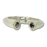 113171, 14K GOLD PLATED OVAL CZ HINGED CUFF BRACELET