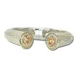 113171, 14K GOLD PLATED OVAL CZ HINGED CUFF BRACELET