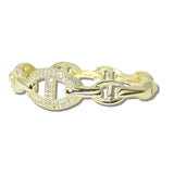 113178, 14K GOLD PLATED MARINER LINK CZ HINGED BRACELET