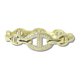 113178, 14K GOLD PLATED MARINER LINK CZ HINGED BRACELET