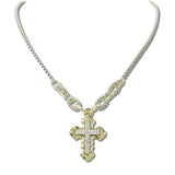 113181, 14K GOLD PLATED PAVE CZ CROSS PENDANT NECKLACE