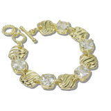 113183, 14K GOLD PLATED DARK MULTI SQUARE CZ BRACELET, 2035BGDM_MX