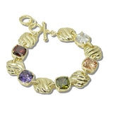 113183, 14K GOLD PLATED DARK MULTI SQUARE CZ BRACELET, 2035BGDM_MX