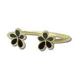 113185, 14K GOLD PLATED FLOWER BLOSSOM CABLE CUFF BRACELET