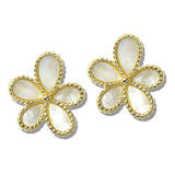 113186, 14K GOLD PLATED FLOWER BLOSSOM STUD EARRINGS