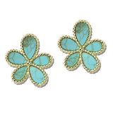 113186, 14K GOLD PLATED FLOWER BLOSSOM STUD EARRINGS