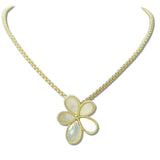 113187, 14K GOLD PLATED FLOWER BLOSSOM PENDANT NECKLACE