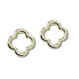 113189, 14K GOLD PLATED OPEN QUATREFOIL STUD EARRINGS