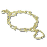 113191, 14K GOLD PLATED LINK OPEN HEART CHARM BRACELET