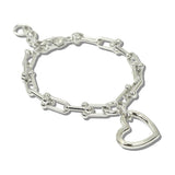 113191, 14K GOLD PLATED LINK OPEN HEART CHARM BRACELET
