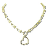 113193, 14K GOLD PLATED LINK OPEN HEART PENDANT NECKLACE