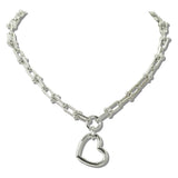 113193, 14K GOLD PLATED LINK OPEN HEART PENDANT NECKLACE